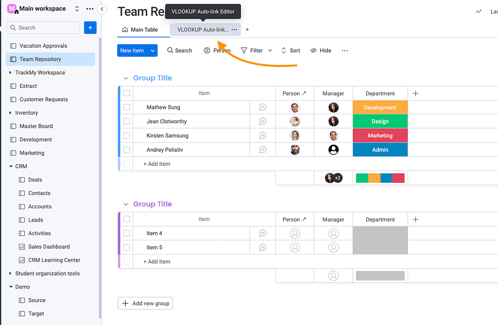 monday.com vacation tracker and vacation request using VLookup