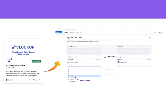 Connect formula column on multiple monday.com boards